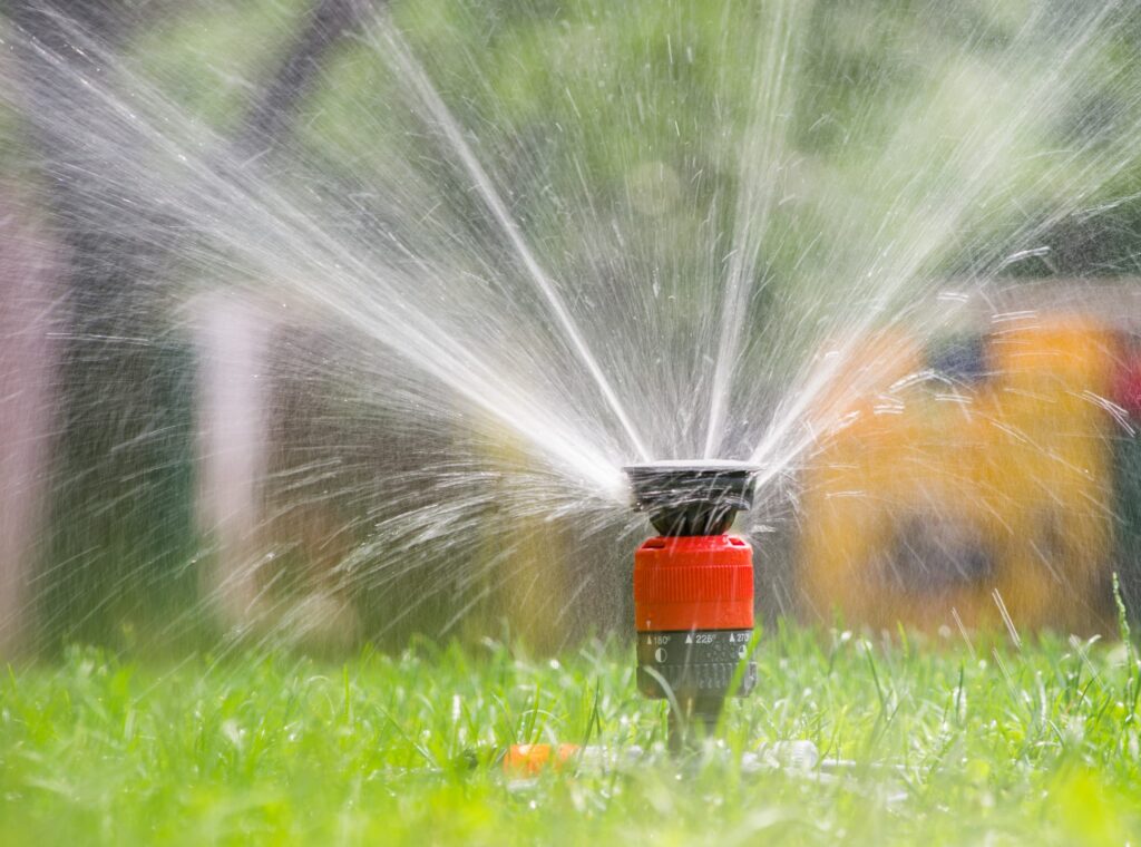 watering a florida lawn