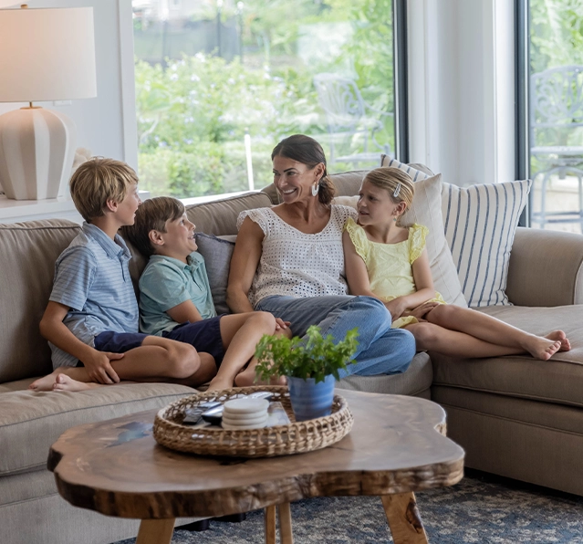 family on couch