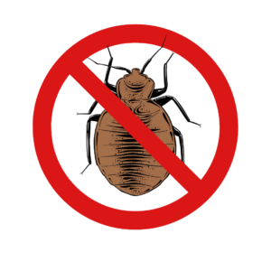 Bed bug with prohibition sign