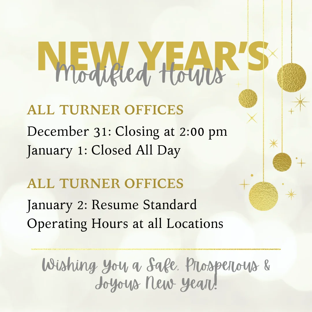 Turner Pest Modified New Year's Eve and New Year's Day office hours